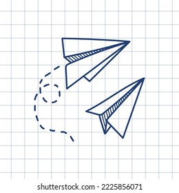 Plano de papel con estilo de esbozo aislado en fondo a cuadros