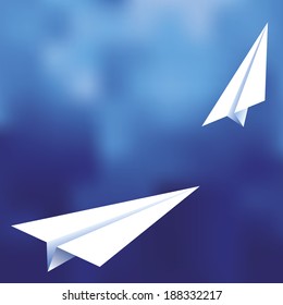 Paper Plane in The Sky. Vector format.
