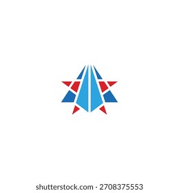 Avión de papel y concepto de diseño del logotipo de la estrella.