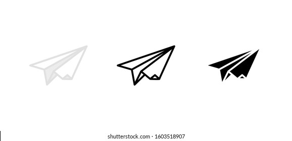 Paper Plane StartUp icon. Business flat, silhouette, line vector illustration on white background