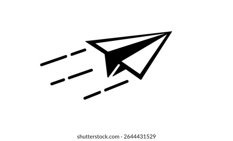 Paper Plane symbol , black isolated silhouette
