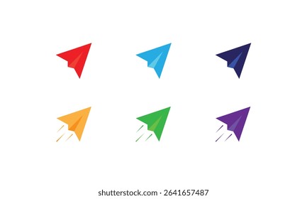 Paper Plane Symbols Flat Design. 