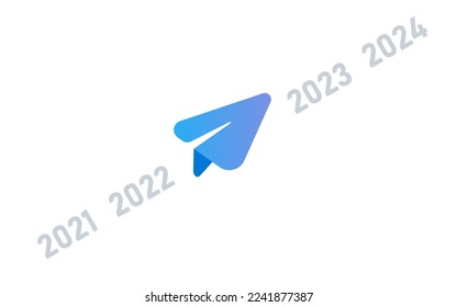 Paper plane take off symbol 2023 2024 new year business growth leadership innovative launching