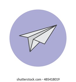 Paper plane thin line icon, filled outline vector logo illustration, linear colorful pictogram isolated on black