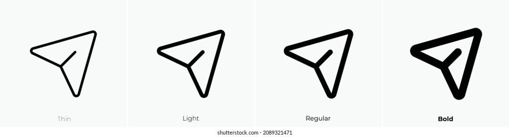 paper plane tilt icon. Thin, Light Regular And Bold style design isolated on white background