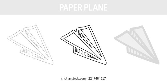 Paper plane tracing and coloring worksheet for kids