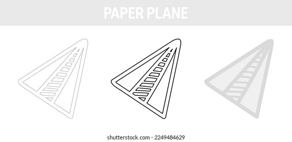 Paper plane tracing and coloring worksheet for kids