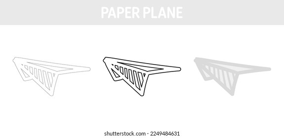 Paper plane tracing and coloring worksheet for kids