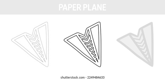Paper plane tracing and coloring worksheet for kids