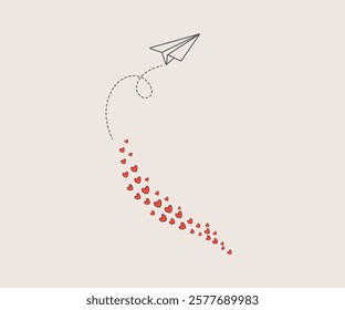 Paper plane valentines day vector illustration 
