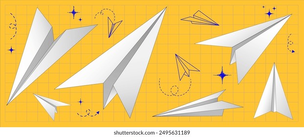 Paper plane vector design, Origami, Isolate Aero plane Three dimention in Flat style,  Art graphic elements, Decoration illustration, Vector stock