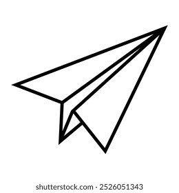 Paper plane vector icon. Paper airplane black outline symbol. Share and message sending pictogram. Letter mailing illustration.