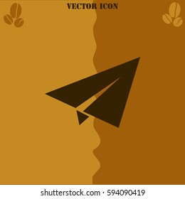Paper plane vector  icon Coffee symbol background.