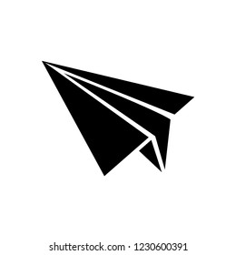 Paper plane vector icon isolated on white background.