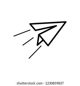 Paper plane vector icon isolated on white background.