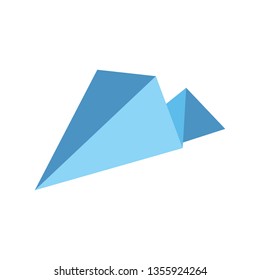 Paper plane vector icon isometric pink and blue color minimalism illustrate