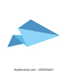Paper plane vector icon isometric pink and blue color minimalism illustrate