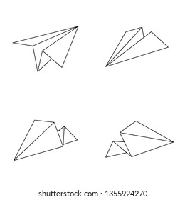 Paper plane vector icon isometric lines color minimalism illustrate