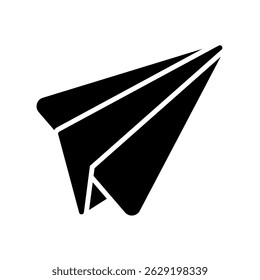 Icono de Vector de avión de papel para el envío de mensajes y correo digital. Avión de papel volador, comunicación rápida y transferencia de documentos. Icono de glifo