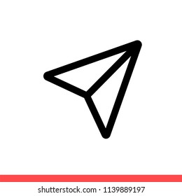 Paper plane vector icon, send symbol. Simple, flat design illustration for web or mobile app