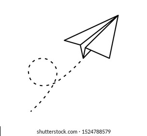 Paper Plane Vector Icon Set. Origami Paper Airplane Illustration Isolated Outline.