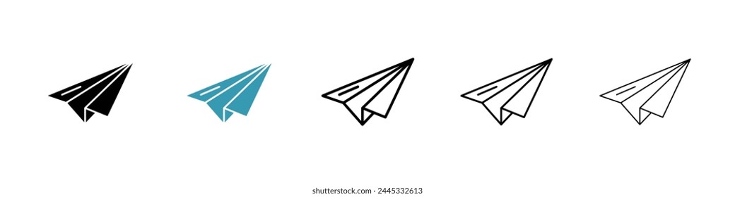 Conjunto de iconos de Vector de plano de papel. Cartel de avión de papel. Icono de Vector de avión de papel para diseños de UI.