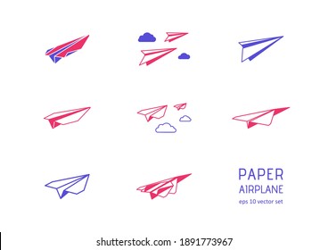 Paper plane - vector icons set. Symbol for web, infographics, print design and mobile UX UI kit. Vector illustration, EPS10.
