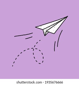 Paper plane. Vector illustration. Hand-drawn airplane.