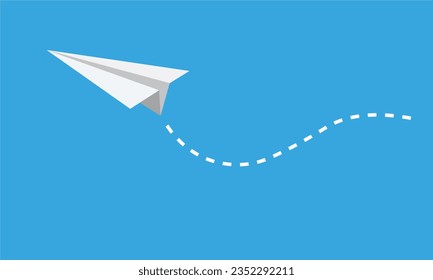 Paper plane vector illustration. Handmade origami plane. Flat vector in cartoon style isolated.