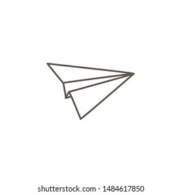 Paper plane. Vector linear illustration by hand. Doodle drawing,