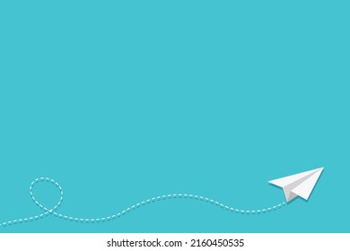 Paper plane vector on blue background with text space.  texture, wallpaper, banner. vector design. background template