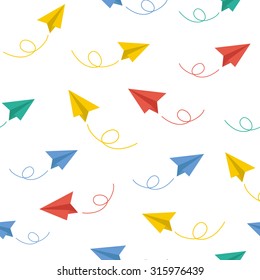 Paper Plane Vector Seamless Pattern Background