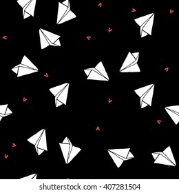 Paper plane vector seamless pattern background