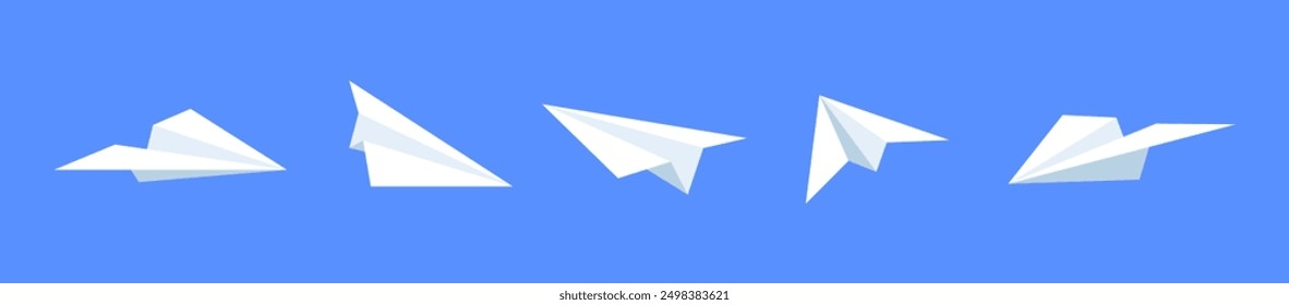 Conjunto de Vector plano de papel. Colección de concepto de mensaje de origami de aviones.