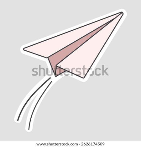 Paper Plane Vector Sticker. Minimalist flying paper plane illustration, great for messages, creativity, school, or fun sticker designs