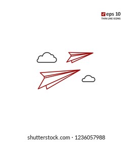 Paper plane - vector thin line icon on white background. Symbol for web, infographics, print design and mobile UX/UI kit. Vector illustration, EPS10.