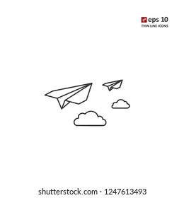 Paper plane - vector thin line icon on white background. Symbol for web, infographics, print design and mobile UX/UI kit. Vector illustration, EPS10.