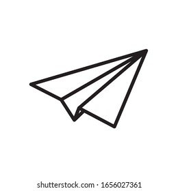 Paper plane vector thin line icon. Paper airplane jet fly flat simple sign for travel, express delivery or message send