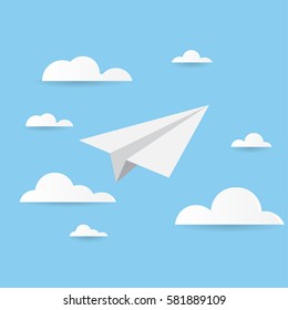Paper Planes Background in blue sky  vector design
