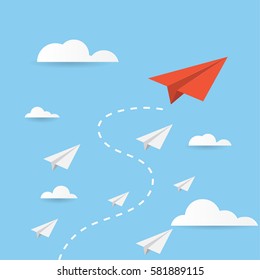 Paper Planes Background in blue sky  vector design
