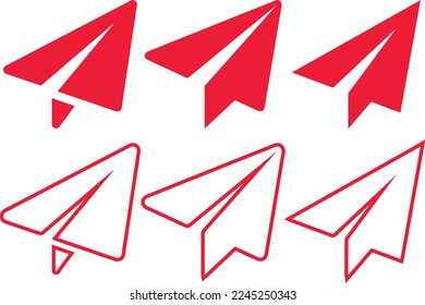 colección de planos de papel sobre fondo transparente. Aeronaves de Origami de estilo plano. avión de papel, diseño de icono de avión. Símbolo de viaje, ilustración vectorial