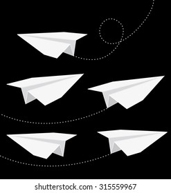 Paper planes collection. Vector set.