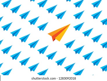paper planes concept. different point of view vector