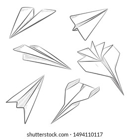 Paper planes doodle simple vector clip-art.