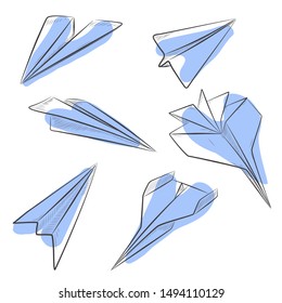 Paper planes doodle simple vector clip-art.