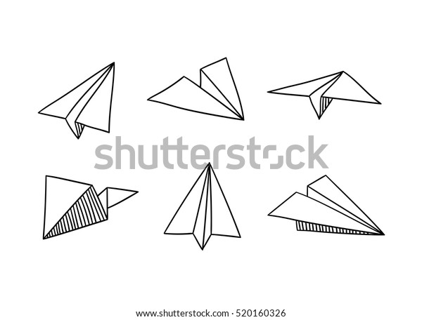 Paper Planes Doodle Style Isolated Vector Stock Vector (Royalty Free ...