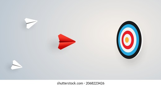 Paper planes fly to target illustration