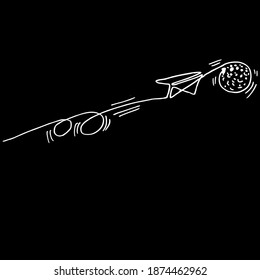 aviones de papel volando en el espacio