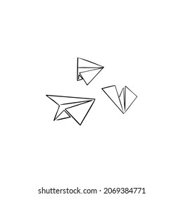 paper planes one line vector illustration art hand draw .