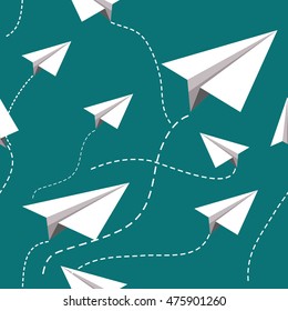 Paper planes pattern. Seamless paper planes vector background. 